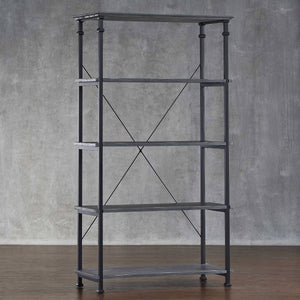 Eastfield 40 Inch Industrial Wood Bookcase with Metal Frame and 4 Shelves for Home