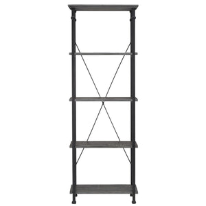 Homelegance Eastfield 26 Inch Industrial Metal Frame 4 Shelf Bookcase for Modern Living Spaces Grey / Black 3228GA-12