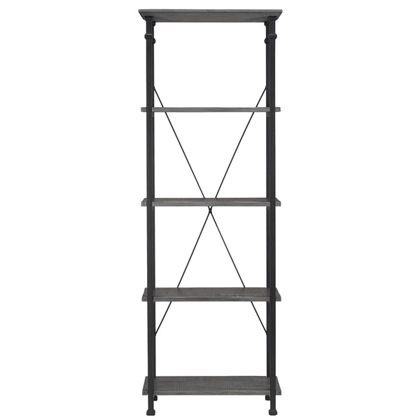 Homelegance Eastfield 26 Inch Industrial Metal Frame 4 Shelf Bookcase for Modern Living Spaces Grey / Black 3228GA-12