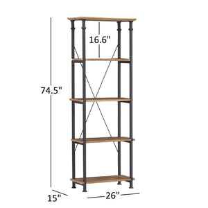 Eastfield 26 Inch Industrial Metal Frame 4 Shelf Bookcase for Modern Living Spaces