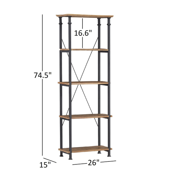 Eastfield 26 Inch Industrial Metal Frame 4 Shelf Bookcase for Modern Living Spaces