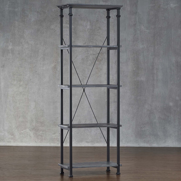 Eastfield 26 Inch Industrial Metal Frame 4 Shelf Bookcase for Modern Living Spaces