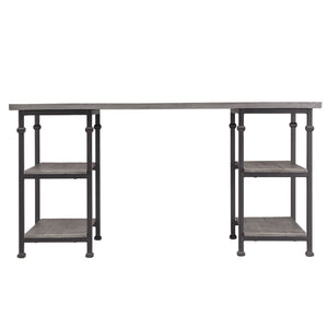 Eastfield Industrial Metal and Wood Office Desk with Four Open Storage Shelves