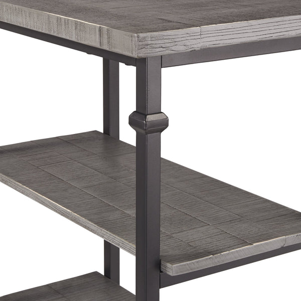 Eastfield Industrial Metal and Wood Office Desk with Four Open Storage Shelves