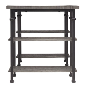 Eastfield Industrial Metal and Wood Office Desk with Four Open Storage Shelves