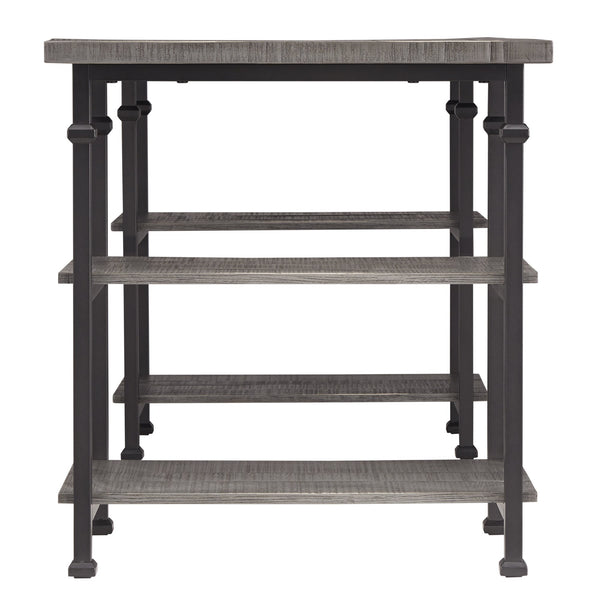 Eastfield Industrial Metal and Wood Office Desk with Four Open Storage Shelves