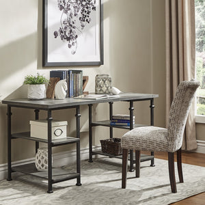 Eastfield Industrial Metal and Wood Office Desk with Four Open Storage Shelves