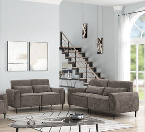 English Elm Rossa Two Piece Chenille Sofa Set with Pocket Coil Support and Metal Legs Gray B2749S00087