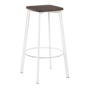 English Elm Square Barstools Industrial White Metal Bamboo Seat Kitchen Island Set of 2 B202P471216