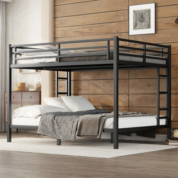 English Elm Metal Queen Over Queen Bunk Bed For Teens & Adults - Sturdy, Space-Saving, Noise-Reducing Design! W1580S00488