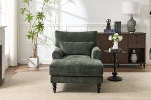 English Elm Modern Chaise Lounge with Plush High-Resilience Cushion and Solid Wood Frame for Durable Comfort Green W2120P296388
