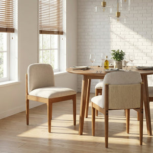 English Elm Modern Woven Rope Back Dining Chairs Walnut Rubberwood Legs Set of 2 for Any Room N762P379418D