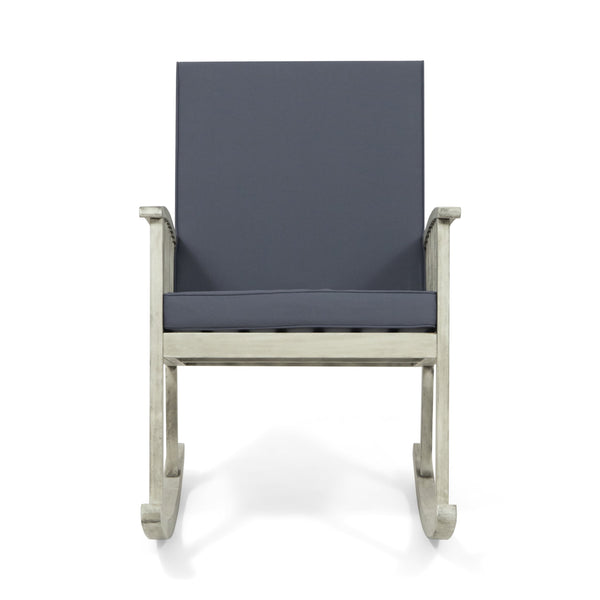 English Elm Christopher Knight Home® - CASA Acacia Rocking Chair with Water-Resistant Cushions, Rustic Outdoor Comfort & Smooth Rocking Motion Grey 46.5 L x 29.5 W x 9 H 64272.00LDGRY