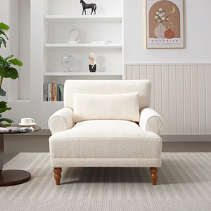 English Elm Mirod Oversized Polyester Accent Chair with Column Legs and Ergonomic Lumbar Support N760S0000028W
