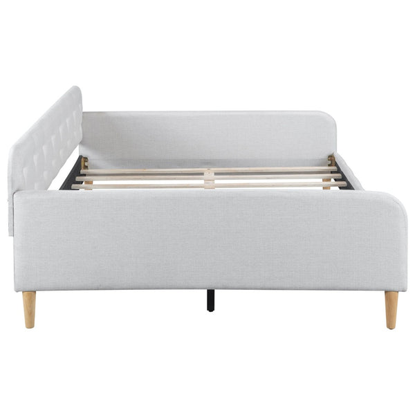 English Elm Full Size Linen Tufted Daybed with Pine Frame for Living or Guest Room Beige DL001825AAK-1