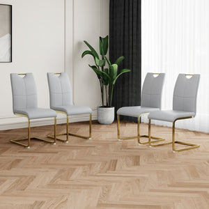 English Elm Modern Faux Leather Dining Side Chairs with Chrome Legs Ergonomic Set of 2 W210127296