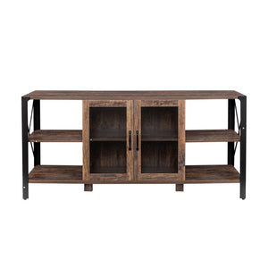 English Elm Tv Stand For Living Room & Bedroom - 80" Industrial Farmhouse Media Console With Open Shelves W331S00123-GIGA