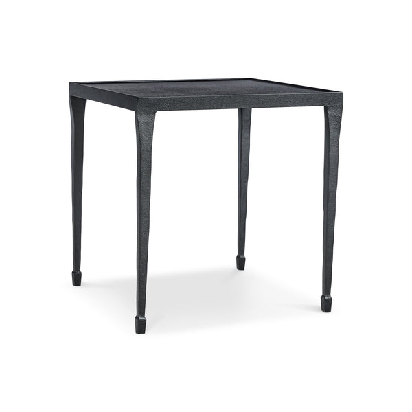 Bernhardt Halden Hammered Cast Iron Side Table with Blackened Finish and Sculpted Legs