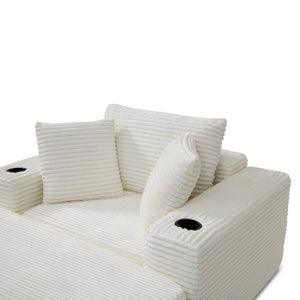 English Elm 52.4'' Boneless Foam Chaise Lounge Convertible Corduroy Sofa Bed for Living Room Beige W1117P410647