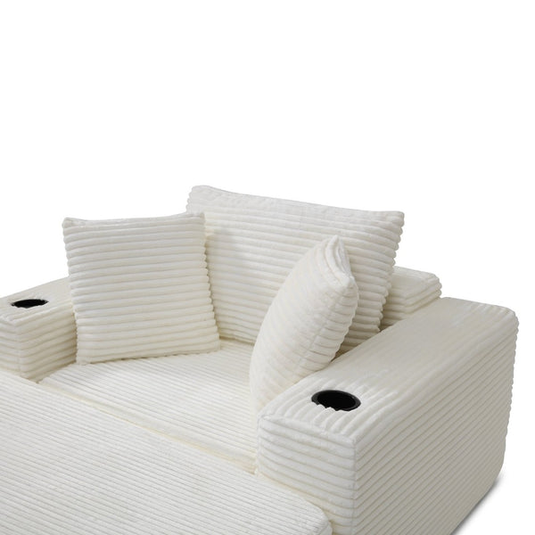 English Elm 52.4'' Boneless Foam Chaise Lounge Convertible Corduroy Sofa Bed for Living Room Beige W1117P410647