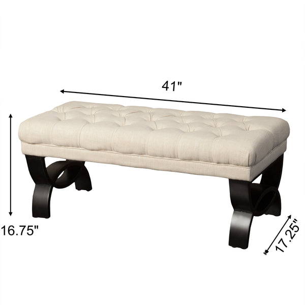 English Elm Christopher Knight Home® - Storage Ottoman Bench Light Beige Tufted Diamond Stitch with Birch Half-Circle Legs 41" W Stylish Seating and Storage 54743.00LBG