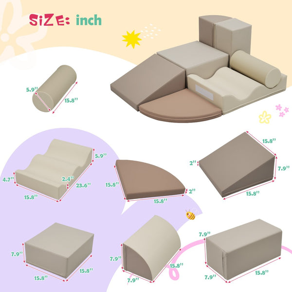 English Elm 7-piece Foam Toddler Climbing Play Set with Modular Blocks for Active Indoor Fun Colorful N710P325522E