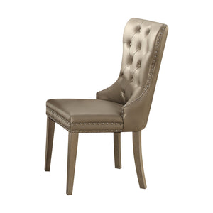 English Elm Kacela Champagne Wingback Side Chairs Set of 2 — PU Upholstery, 5" Cushion, Tufted Nailhead Trim, 14"H Legs B2726P263598