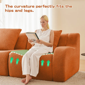 English Elm U-Shaped Cozy Teddy Fabric Sectional Sofa - No Assembly, Ergonomic Support, Anti-Slip Design, Orange W714S01451-GIGA