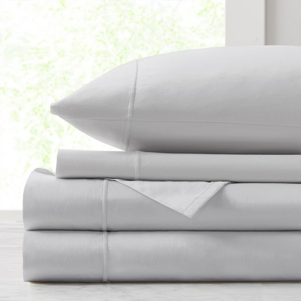 JLA Home Croscill - 500TC Egyptian Cotton Sateen Sheet Set — 500-thread-count, luxe Baratta stitch hem, breathable comfort Grey CCS20-013