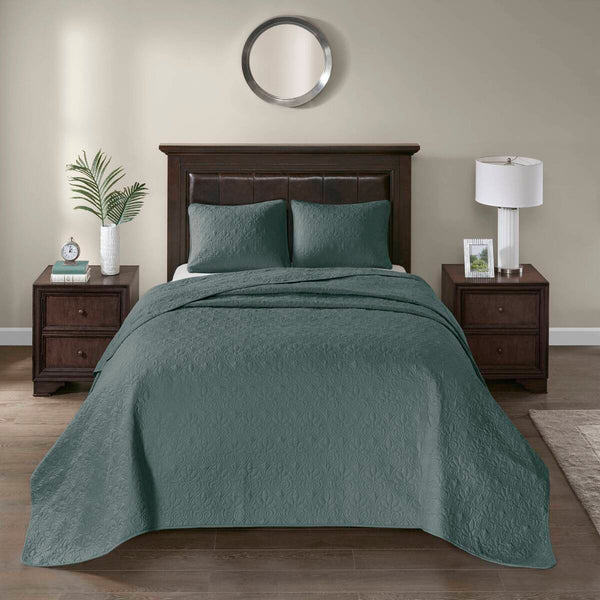 English Elm 3 Reversible Quilt Set Full/Queen with Pre-Washed Cotton Filling, Patterned Quilting, Anti-Microbial Care Green 17.72 L x 15.35 W x 7.09 H B035P266672