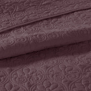 JLA Home Madison Park - 3 Reversible Bedspread Set with Quilted Stitch Texture, Antimicrobial Cotton Fill, Oversized Drapey Elegance Purple MP13-6153