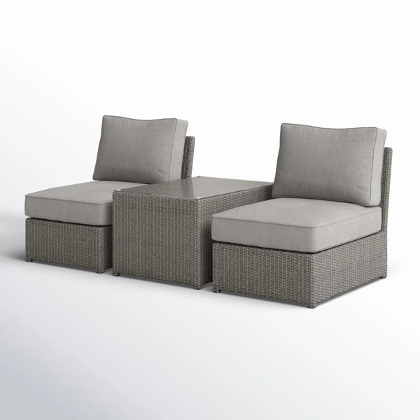 English Elm Fully Assembled 2-Piece Wicker Outdoor Seating Set With Cushions For Stylish Patio Comfort B120S00212