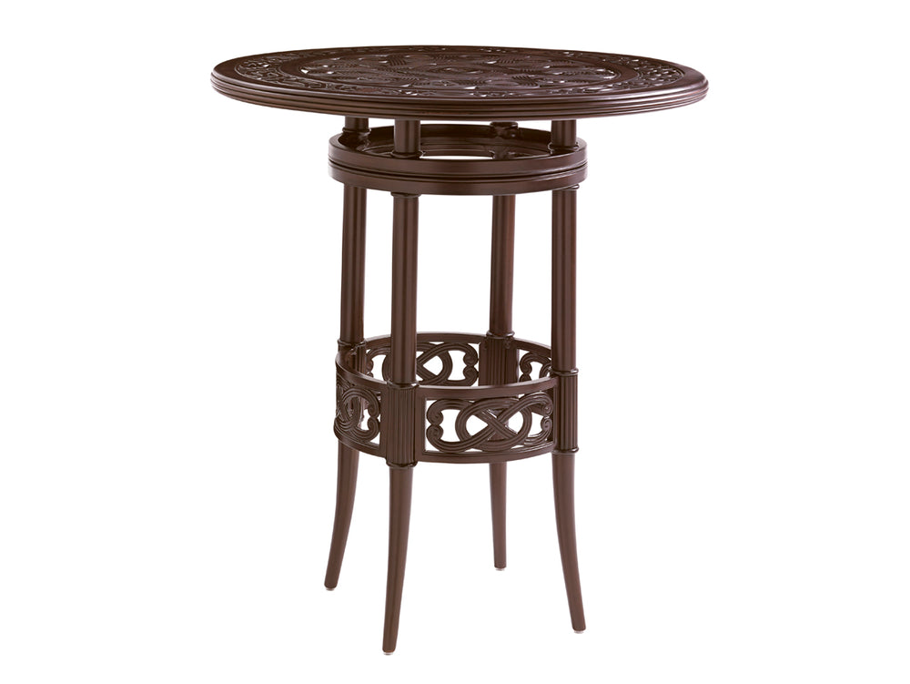Lexington Tommy Bahama Outdoor 3235-873c Elegant High/Low Bistro Table With Handcrafted Aluminum Design For Outdoor Living Spaces Dark Brown Wood 3235-873c