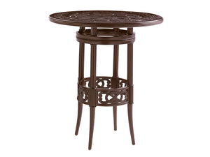 Lexington Tommy Bahama Outdoor 3235-873c Elegant High/Low Bistro Table With Handcrafted Aluminum Design For Outdoor Living Spaces Dark Brown Wood 3235-873c