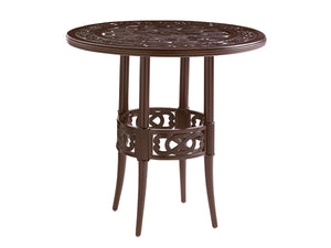 Lexington Tommy Bahama Outdoor 3235-873c Elegant High/Low Bistro Table With Handcrafted Aluminum Design For Outdoor Living Spaces Dark Brown Wood 3235-873c