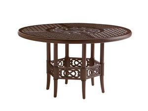 Lexington Tommy Bahama Outdoor Dining Table - Elegant Cast Aluminum Design With Quatrefoil Patterns For Outdoor Living Spaces Dark Brown Wood 3235-875c