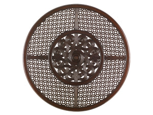 Lexington Tommy Bahama Outdoor Dining Table - Elegant Cast Aluminum Design With Quatrefoil Patterns For Outdoor Living Spaces Dark Brown Wood 3235-875c