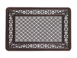 Lexington Tommy Bahama Outdoor 3235-945 Elegant Rectangular Cocktail Table With Custom Cast Aluminum Design & Quatrefoil Pattern Dark Brown Wood 3235-945