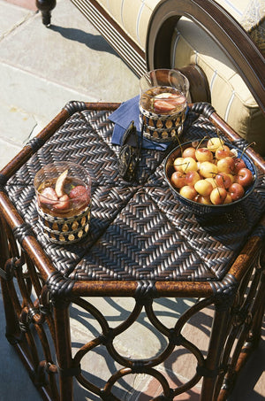 Lexington Tommy Bahama Outdoor 3235-947 Stylish Bunching Cocktail Table With Custom Tortoise Shell Finish And Elegant Design Dark Brown Wood 3235-947