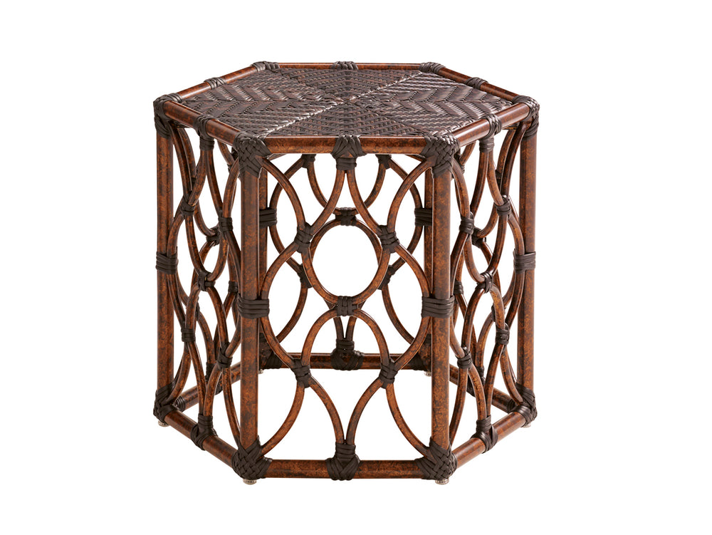 Lexington Tommy Bahama Outdoor 3235-947 Stylish Bunching Cocktail Table With Custom Tortoise Shell Finish And Elegant Design Dark Brown Wood 3235-947