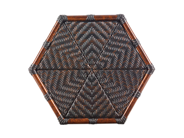 Lexington Tommy Bahama Outdoor 3235-947 Stylish Bunching Cocktail Table With Custom Tortoise Shell Finish And Elegant Design Dark Brown Wood 3235-947