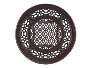 Lexington Tommy Bahama Outdoor 3235-950 Elegant Round End Table With Quatrefoil Design - Custom Cast Aluminum For Outdoor Living Dark Brown Wood 3235-950