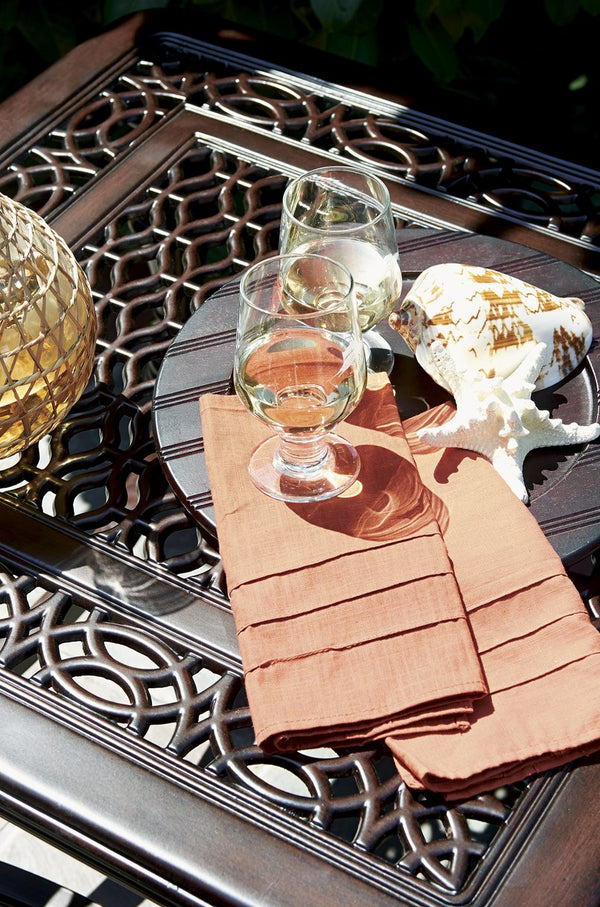 Lexington Tommy Bahama Outdoor 3235-953 Elegant Square End Table - Custom Cast Aluminum With Quatrefoil Design For Outdoor Spaces Dark Brown Wood 3235-953