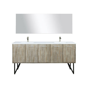 English Elm Rustic Acacia Double Bath Vanity Set With White Quartz Top, Brushed Nickel Faucets & 70" Mirror B2731S01671-GIGA