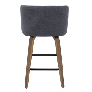 English Elm Mid-century Modern Walnut Bentwood Counter Stools with Upholstered Seats Set of 2 B202S00387