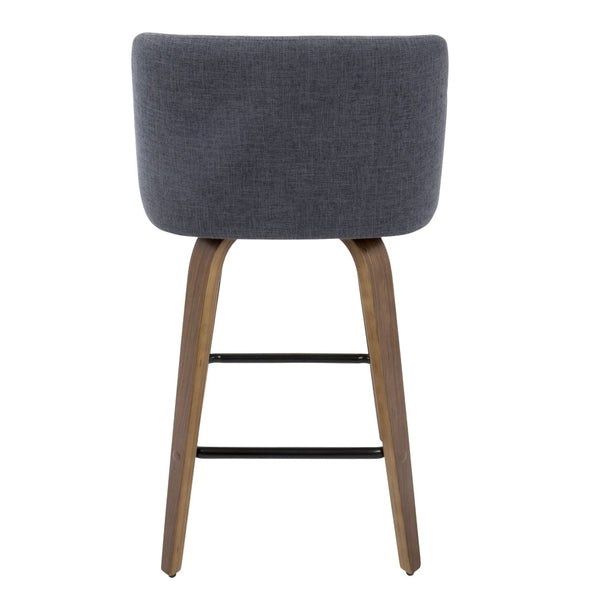 English Elm Mid-century Modern Walnut Bentwood Counter Stools with Upholstered Seats Set of 2 B202S00387
