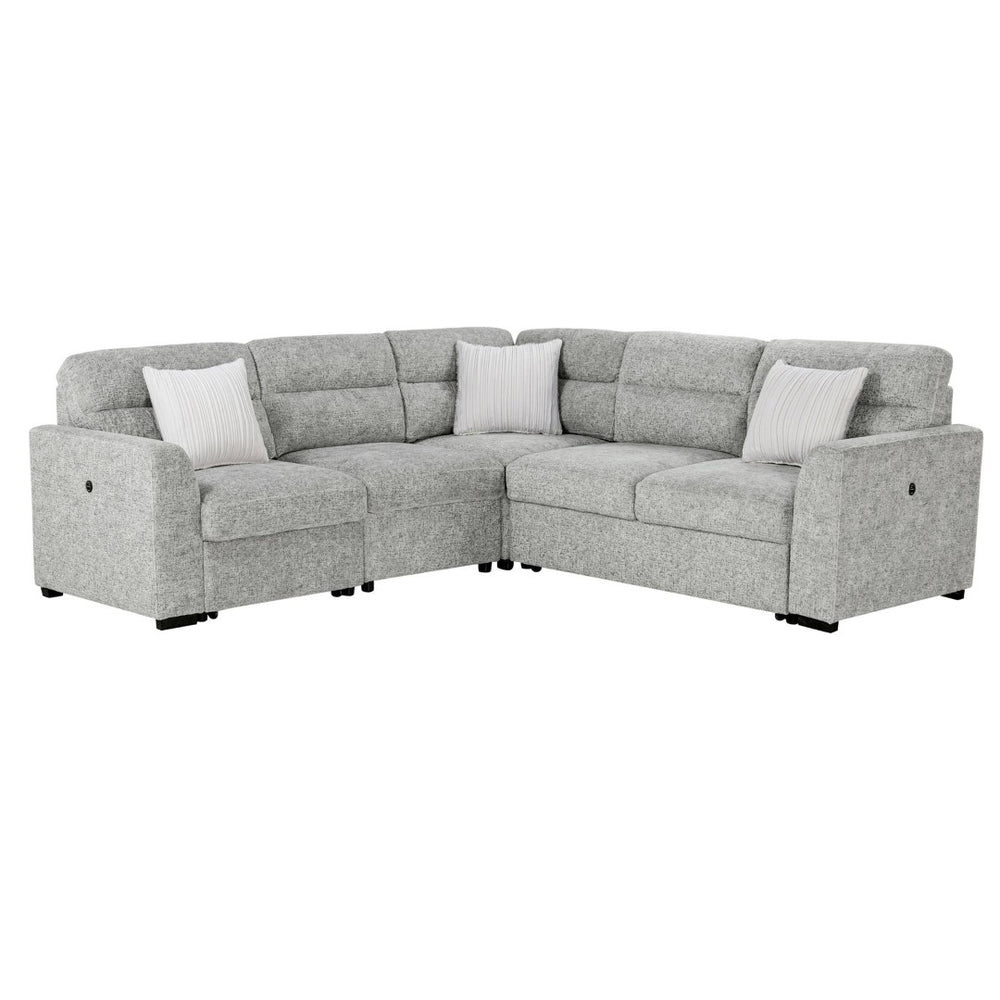 English Elm Emiliano Sleeper Sectional with Nickel Frame Usb Port and Toss Pillows Included B201S00479