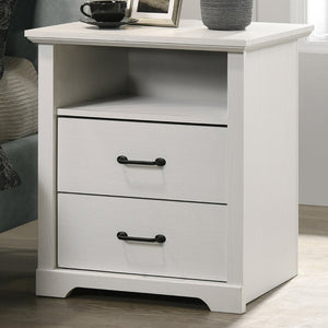 English Elm Elettra Two Drawer Nightstand with Usb Charging Oak Finish Sleek Bedroom Storage White B2749P413339