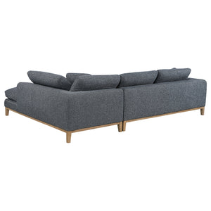 English Elm Harlan Mid-Century Grey L-Shape Sectional Sofa with Wooden Platform Base, Plush Upholstery & Pillows B062S01154