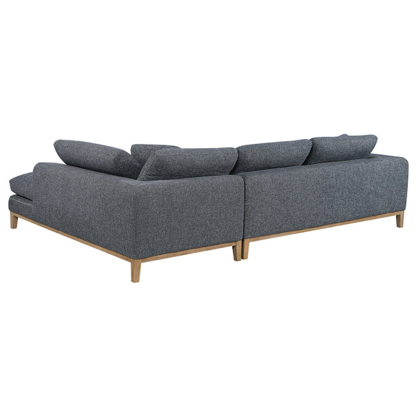English Elm Harlan Mid-Century Grey L-Shape Sectional Sofa with Wooden Platform Base, Plush Upholstery & Pillows B062S01154